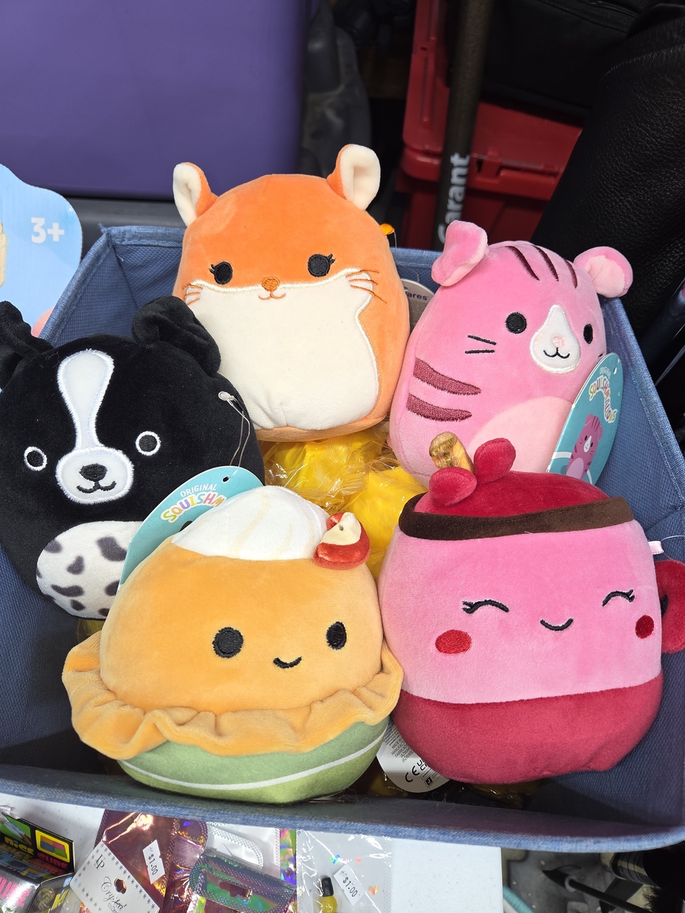 Squishmallows Plush Set - Pink, Orange, Black, Cream, Green